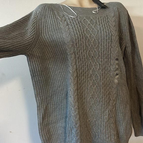 Tommy Hilfiger Women’s sweater gray cable knit XL $89 - Picture 3 of 4